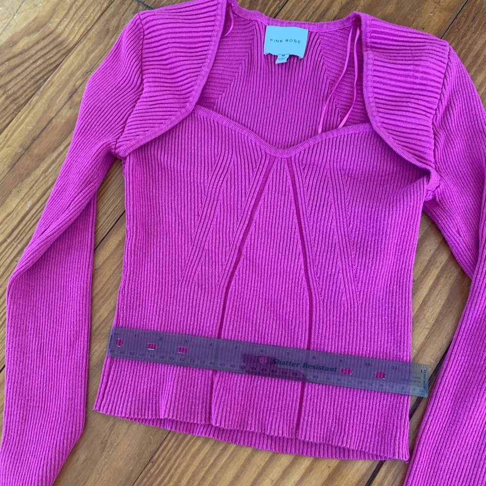 Pink Rose Fuchsia Ribbed Blouse - Picture 4 of 4